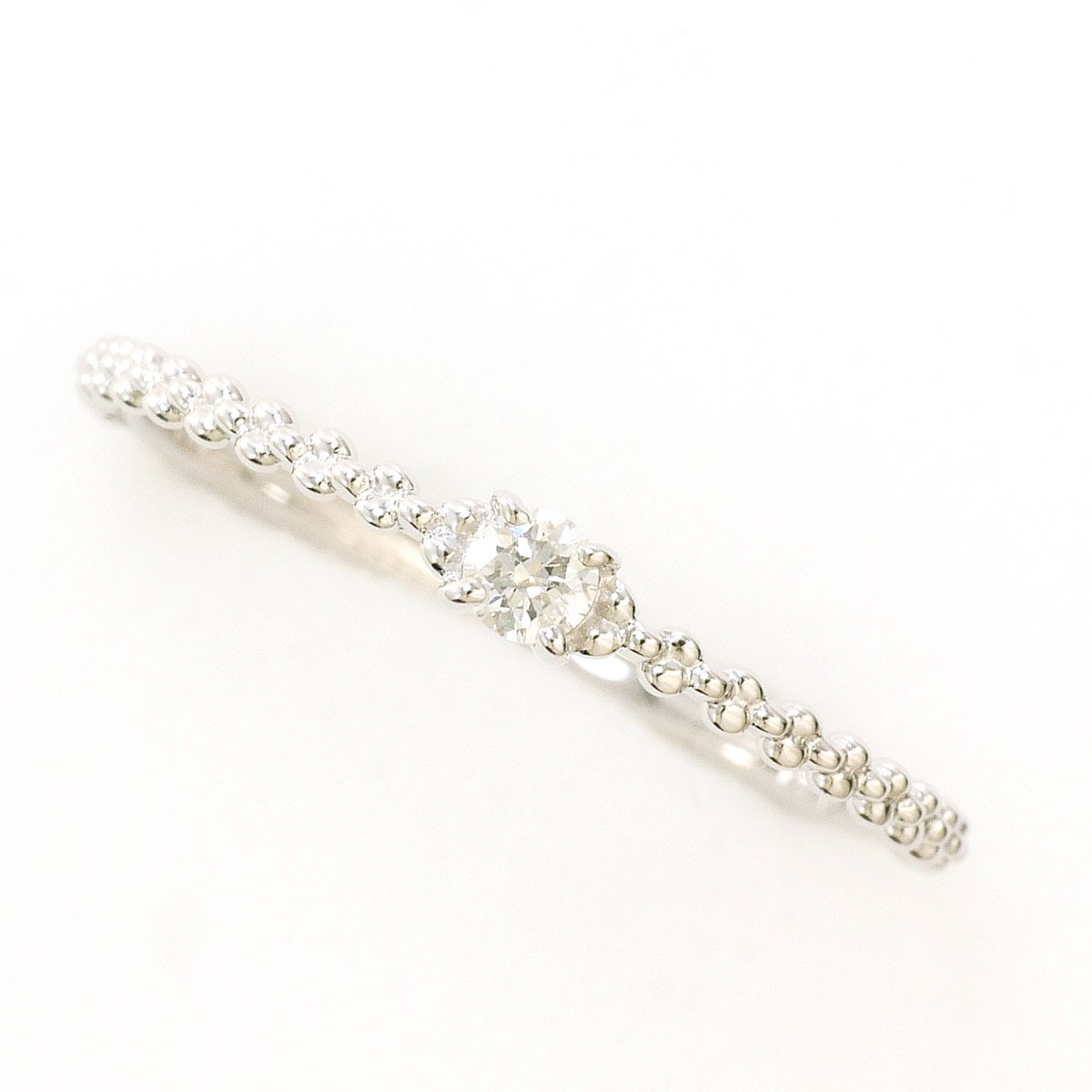 K10WG リング・指輪 12号 ダイヤ 0.06 ct 総重量約0.9g ジュエリー 中古 美品 送料無料☆0315