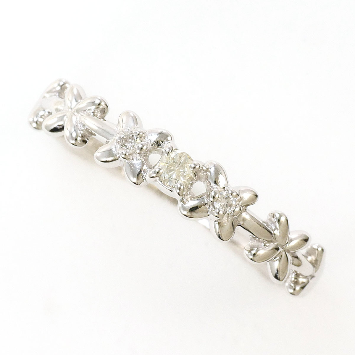 K14WG リング・指輪 9.5号 ダイヤ 総重量約1.1g ジュエリー 中古 美品 送料無料☆0338