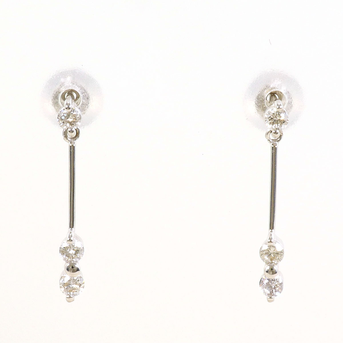 K18WG ピアス ダイヤ 0.10ct 総重量約0.7g ジュエリー 中古 美品 送料無料☆0202