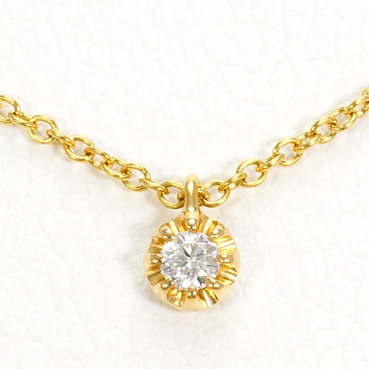 スタージュエリー STAR JEWELRY K18YG ネックレス ダイヤ 0.02ct 総重量約0.9g 約38cm ジュエリー 中古 美品 送料無料☆0315