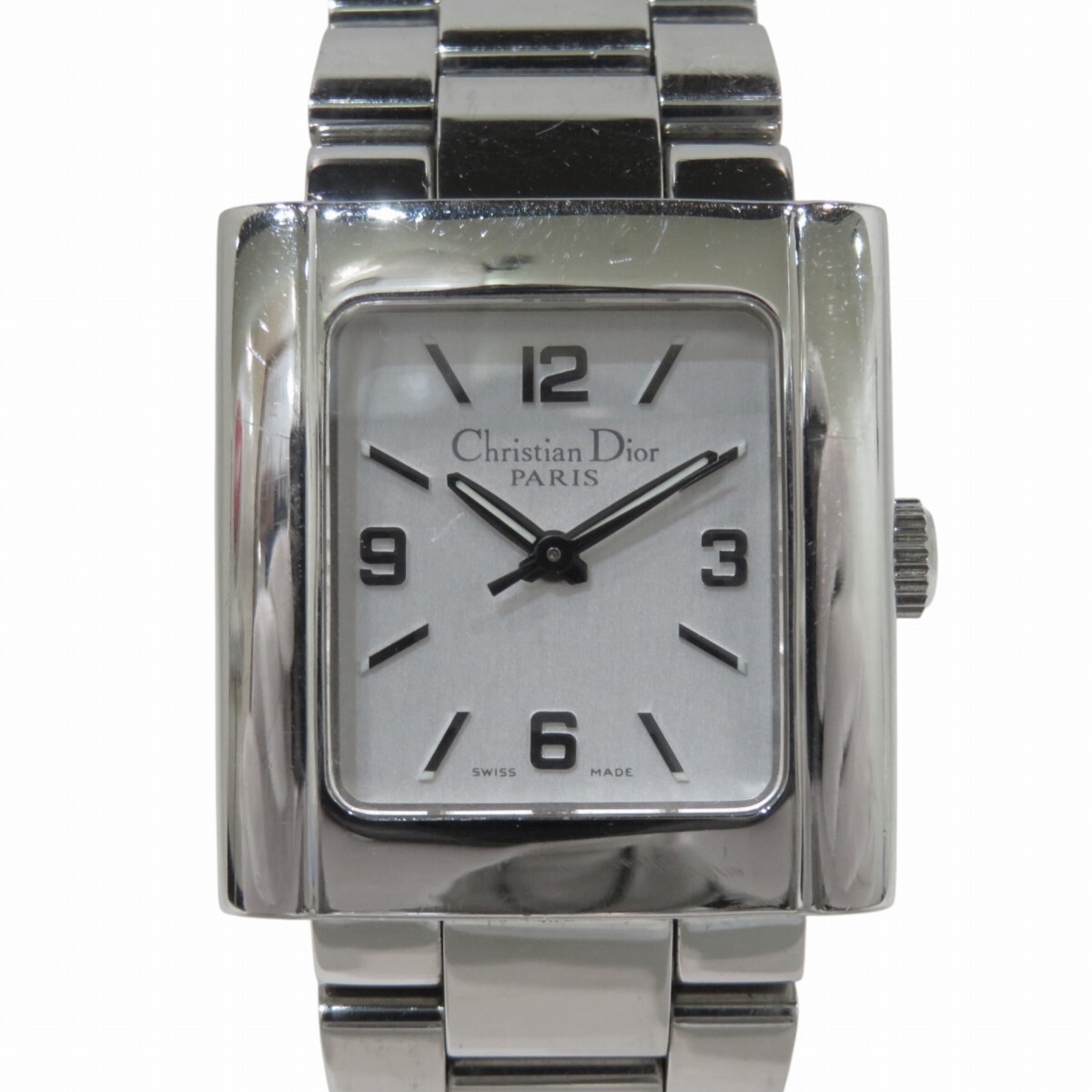 クリスチャンディオール Christian Dior リヴァ 腕時計 SS クオーツ シルバー文字盤 D98-100 中古☆0308