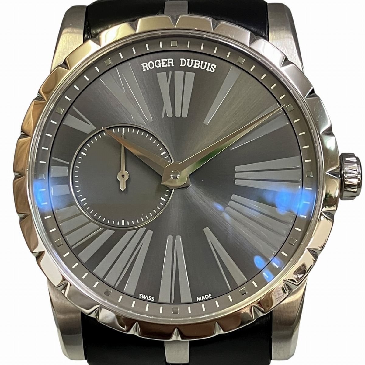 ロジェ・デュブイ ROGER DUBUIS エクスカリバー 腕時計 総重量約95.6g SS ラバー 自動巻き ブラック文字盤 42DBEX0353V364CX 中古☆0327