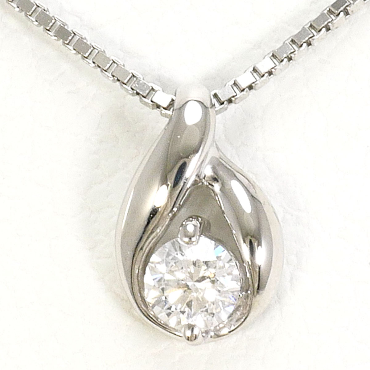PT900/プラチナ PT850/プラチナ ネックレス ダイヤ 0.07 総重量約2.0g 約40cm ジュエリー 中古 美品 送料無料☆0315
