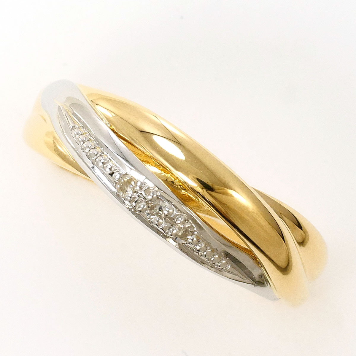 PT900/プラチナ K18YG リング・指輪 11号 ダイヤ 総重量約2.6g ジュエリー 中古 美品 送料無料☆0202