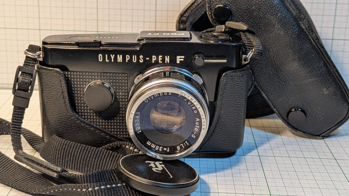 程度極上動作品稀少黒ペイトOLYMPUS-PEN FT Zuiko Auto-S 38mm F1.8 フィルムカメラ