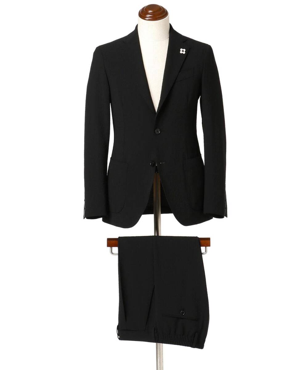 ★即決★ ( LARDINI × BEAMS F 別注 シアサッカー スーツ ブラック ) 美品 ビジネスカジュアル