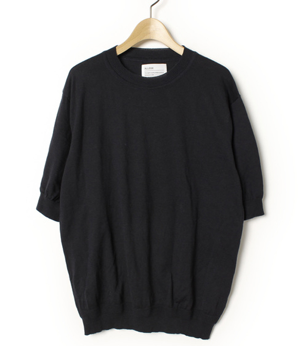 ★即決★ ( ALLEGE ニット Tシャツ ネイビー ) アレッジ ショートスリーブ