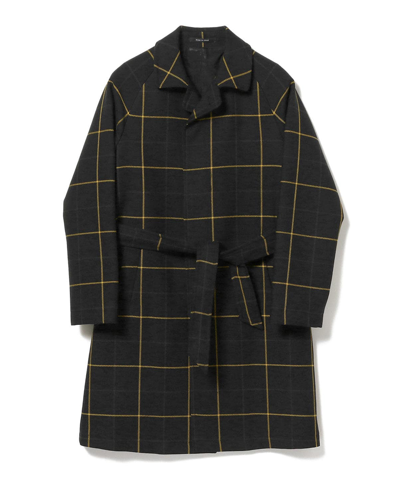 ★ ( TAGLIATORE × BEAMS F 別注 SALOMON バルカラーコート ブラック ) 美品 タリアトーレ BRILLA イタリア製 ウインドウペーン