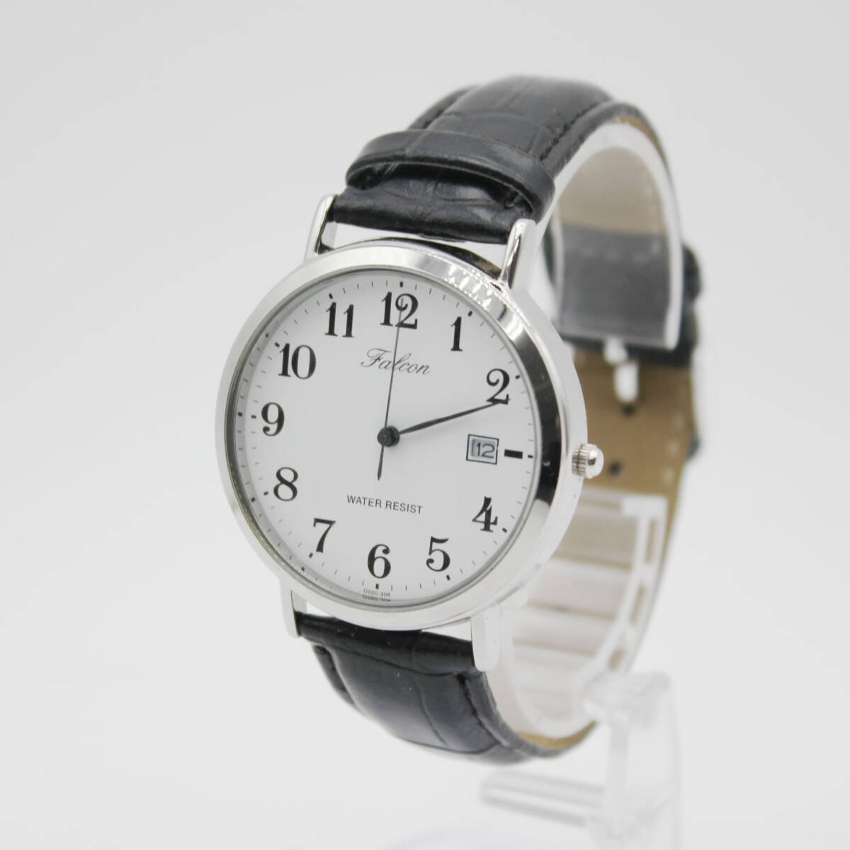 W260529-56 CITIZEN Q&Q Falcon シチズン キューアンドキュー 2115 メンズ腕時計 クォーツ デイト 稼働 文字盤ホワイト シルバー