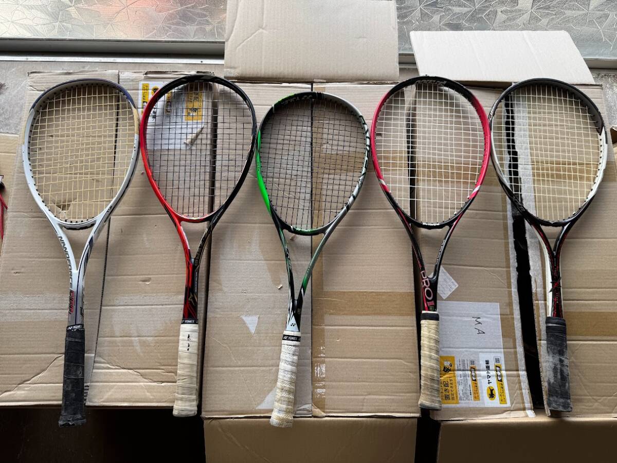MIZUNO/ミズノ YONEX/ヨネックス prlnce/プリンス NANOFORCE 500S SCUD PRO2X Z-Zero LASERUSH 9V POWER LINE PROⅡ 軟式ラケット ５本