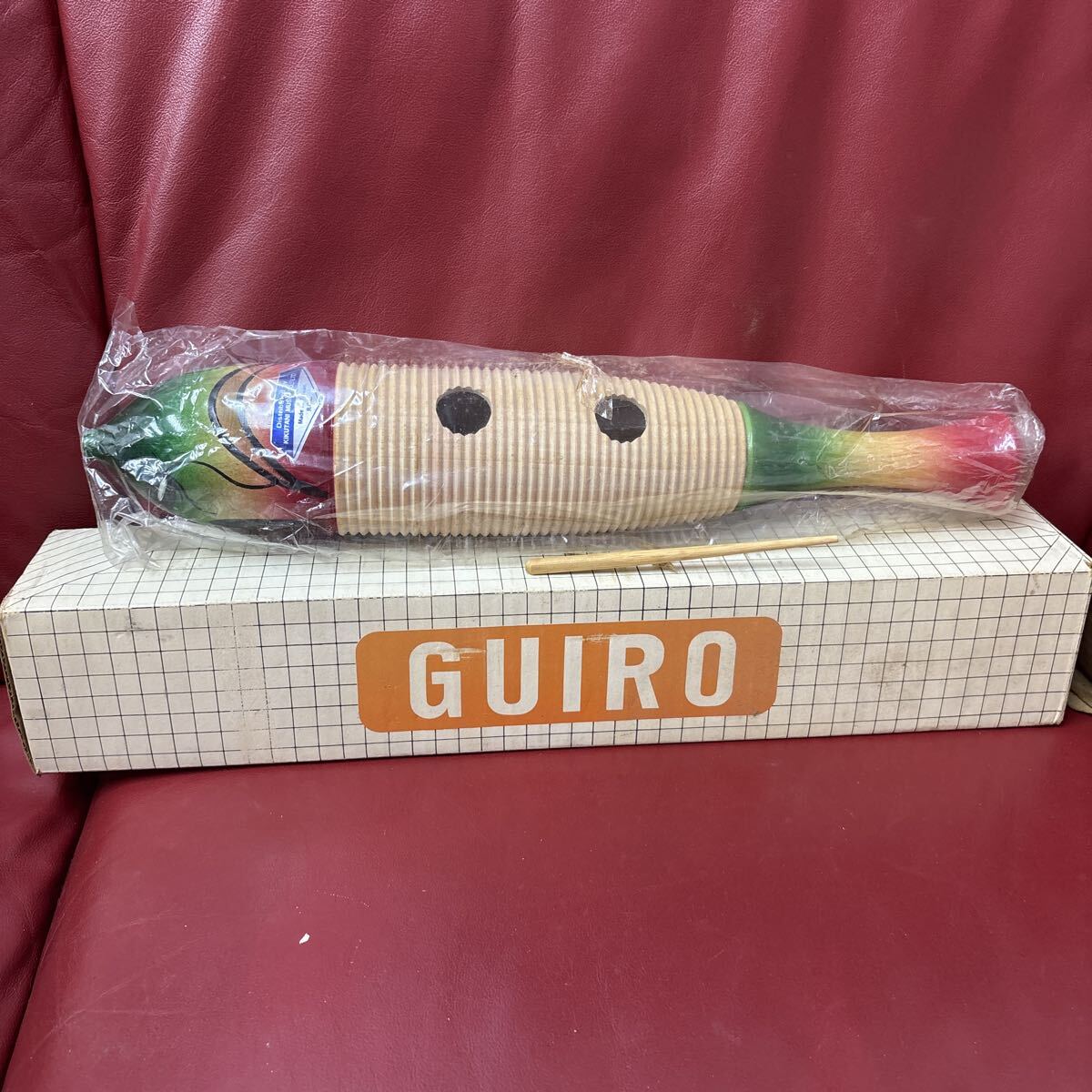 未使用品 KIKUTANI MUSIC CO. キクタニミュージック　魚型ウッドギロ　打楽器　音楽　楽器　パーカッション　木製　演奏　書き込みあり