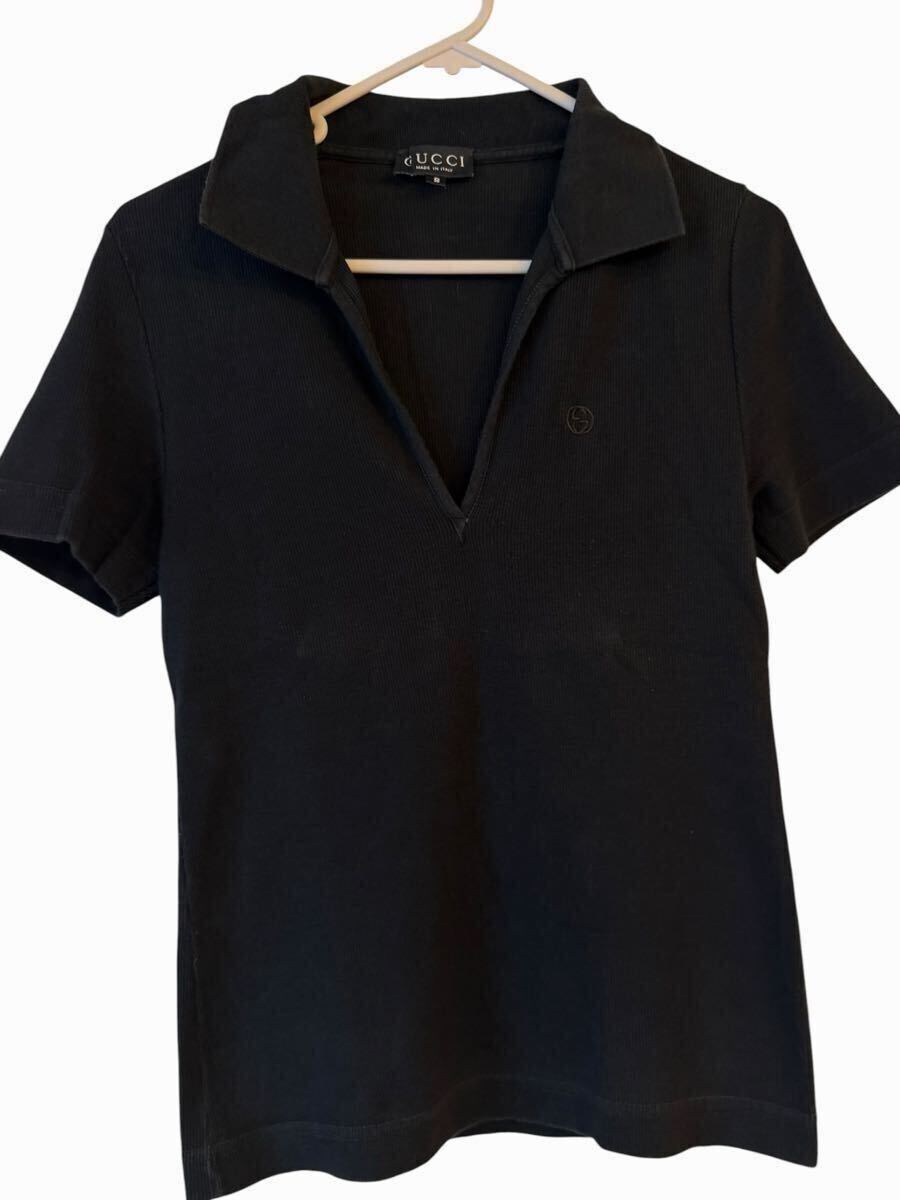 1円　GUCCI グッチ カットソー ポロシャツ ブラック 半袖 トムフォード期　インターロッキングG スキッパー　 トップス