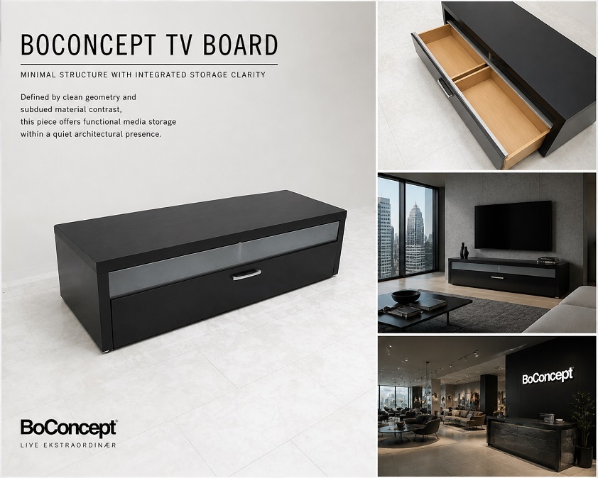 BoConcept ボーコンセプト テレビボード AVボード W156cm ブラック×スモークガラス 北欧モダン