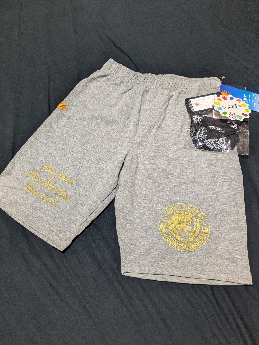 ◆新品タグ付き◆新日本プロレス ハーフパンツ メンズLサイズ◆　ペットボトルケース付　しまむらコラボ　NJPW