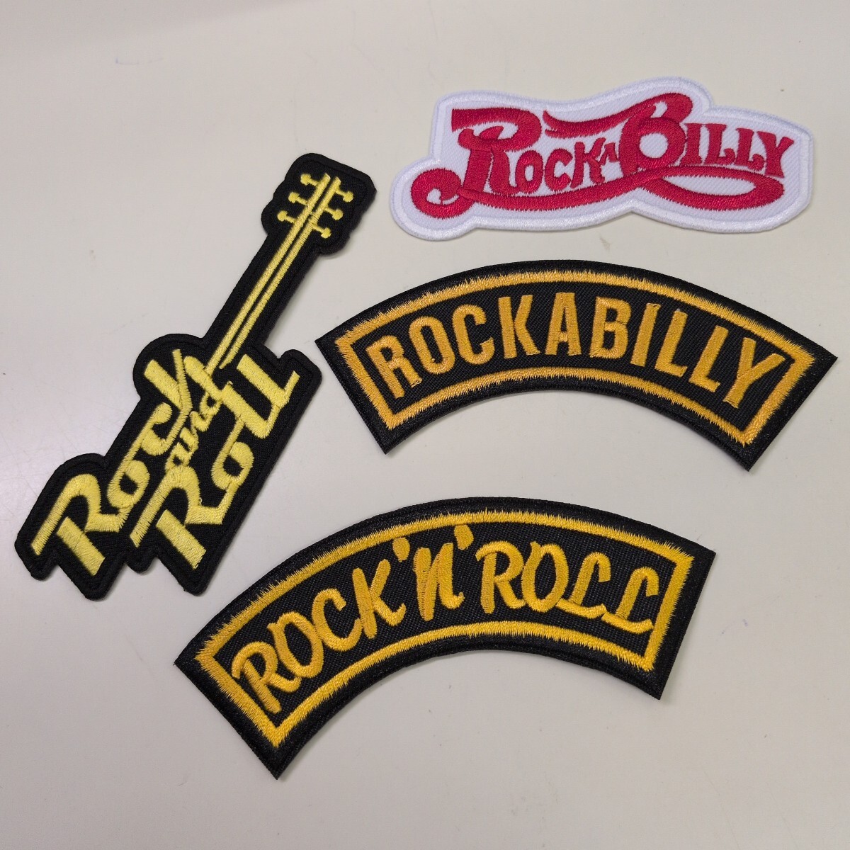 ☆ ロックンロール ワッペン 4枚セット m046　ロカビリー　ROCK'N'ROLL