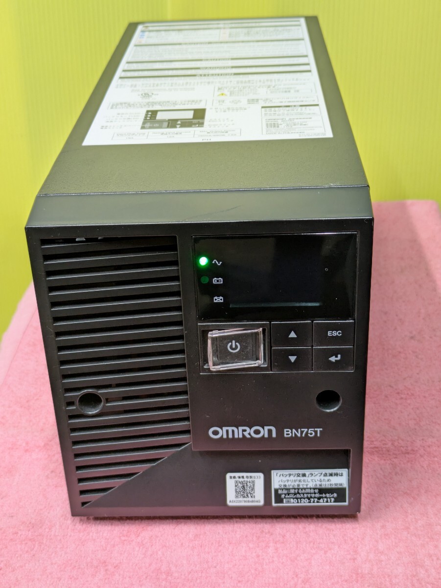 OMRON 無停電電源装置 MODEL BN75T 通電確認済み 中古現状品 オムロン AC100V 50/60Hz Max OutputPower 750VA/680W 7.5A RS232C USB 