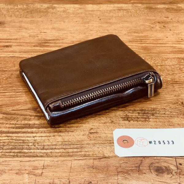 【匠】上質なコンパクト財布 メンズ財布 本革 送料無料 1円 ウォレット 艶 ヌメ革 新品 男性 折り財布 小銭いれ 牛革 ダークブラウン