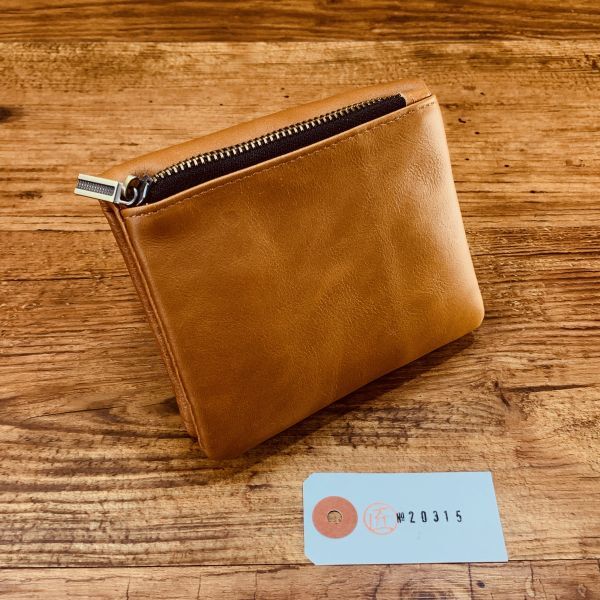 【匠】上質なコンパクト財布 メンズ財布 本革 送料無料 1円 ウォレット 艶 ヌメ革 新品 男性 折り財布 小銭いれ 牛革 ブラウン