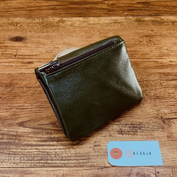 【匠】上質なコンパクト財布 メンズ財布 本革 送料無料 1円 ウォレット 艶 ヌメ革 新品 男性 折り財布 小銭いれ 牛革 深緑