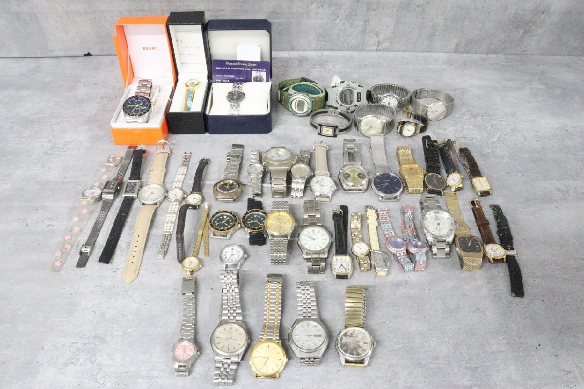 【行董】ブランド腕時計 46点おまとめ SEIKO セイコー CITIZEN シチズン CASIO カシオ BEAMS VS Diamond クオーツ 現状品 UB000ABY90