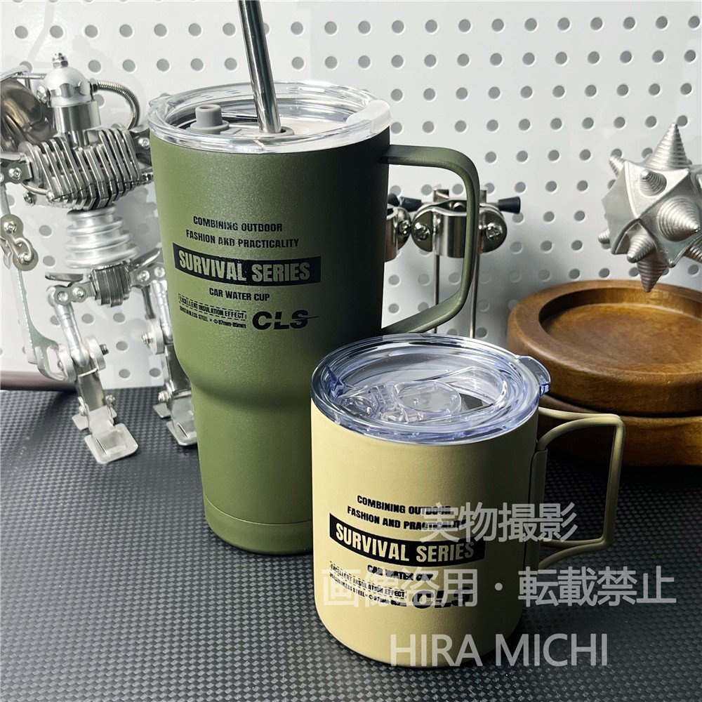 ステンレス製 真空断熱 水筒 カップ 2点セット 600ml 320ml ストロー付 保温保冷 アウトドア 登山 キャンプ 携帯便利 コンパクト PH83