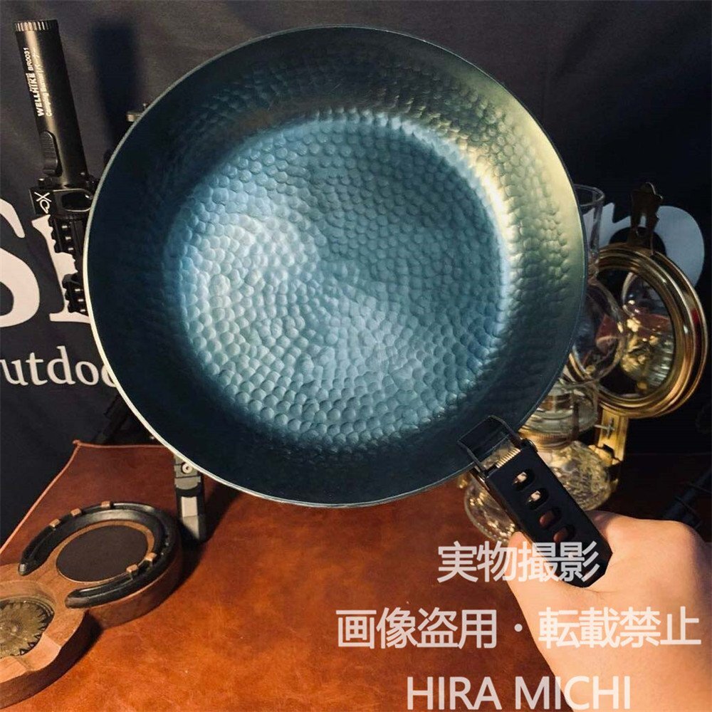 アウトドア用 鍛造鉄フライパン 22cm 厚さ2mm 約687g 高耐久 鉄板調理 キャンプ BBQ 登山 家庭用 調理器具 伝統的調理対応 PH127