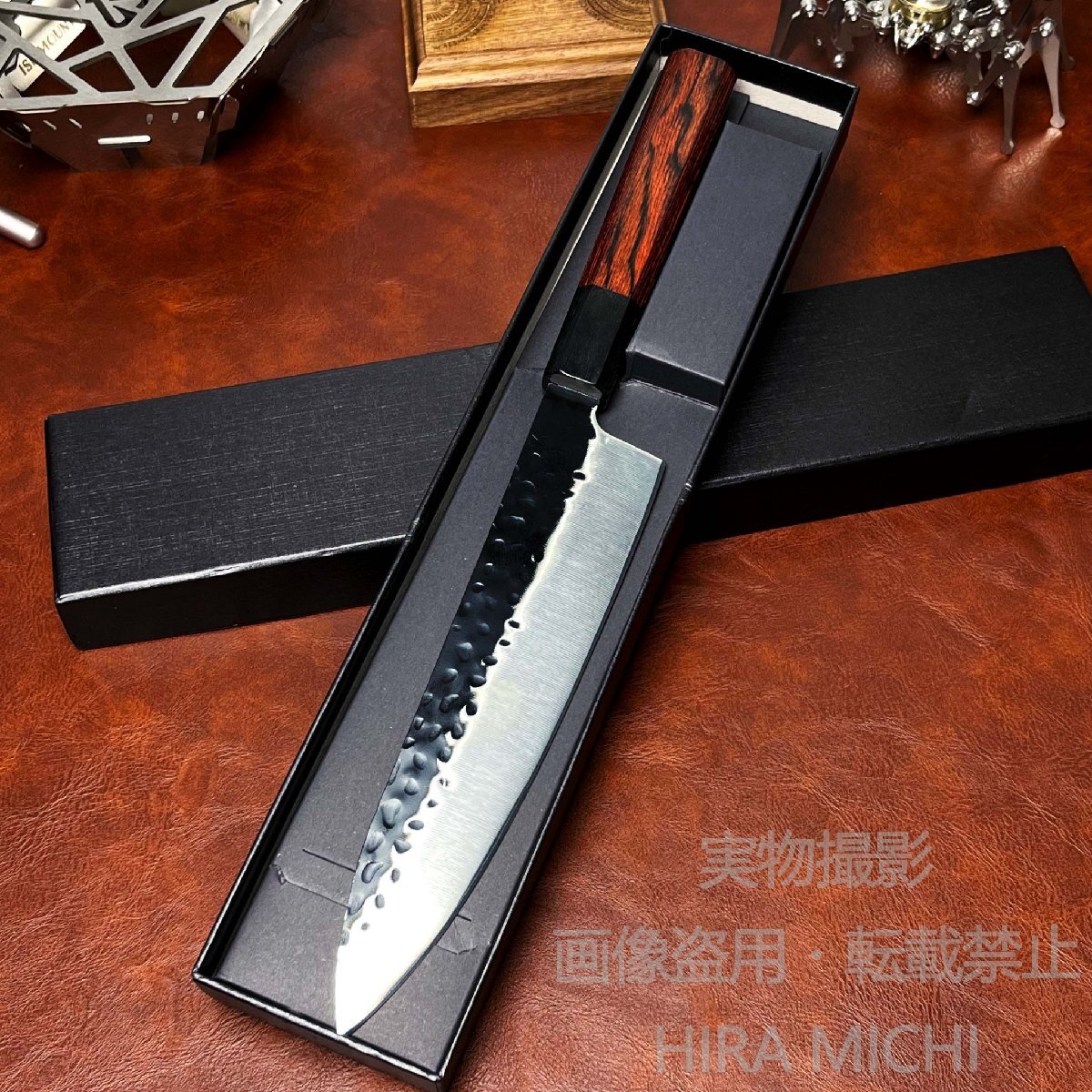 牛刀 20cm ステンレス包丁 万能 槌目加工 5Cr15鋼 切れ味長持ち 高耐久 万能包丁 キッチンナイフ 木製ハンドル 家庭 業務用 調理器具 PH322