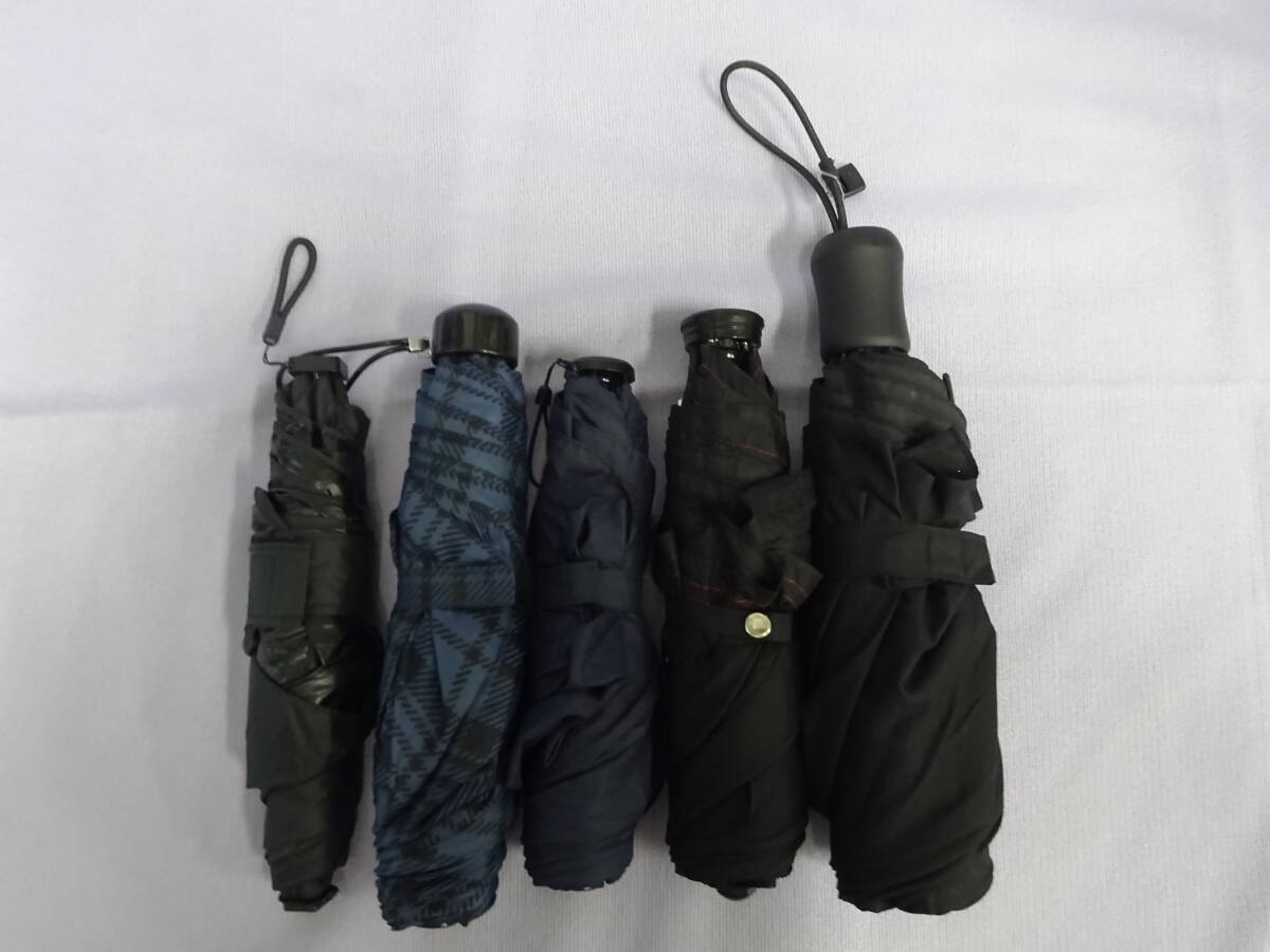 ( E-1435 )折りたたみ傘 メンズ 紳士用 ５本セット まとめ売り ブラック 黒 ネイビー 紺色 中古