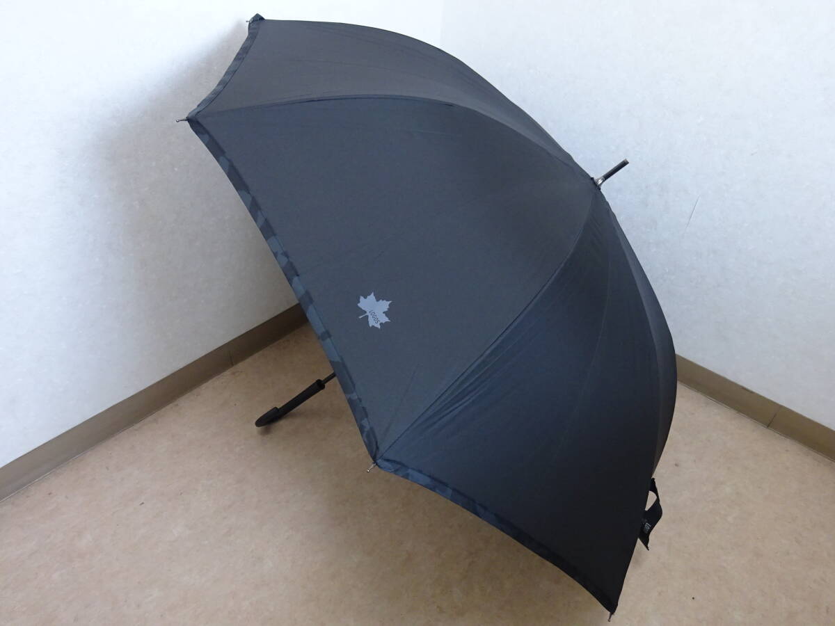 (EEA-256)　LOGOS　ロゴス　ワンプッシュ傘　ジャンプ傘　雨傘　長傘　アウトドア　ブラック　黒　70㎝　中古