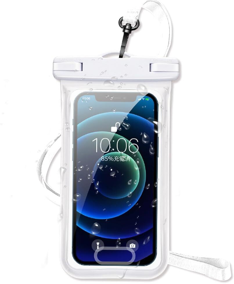 271 スマホ 防水ケース IPX8認定 海 プール 温泉 カバー 携帯 ドライバッグ 水中撮影 顔認証 首かけ ストラップ付き