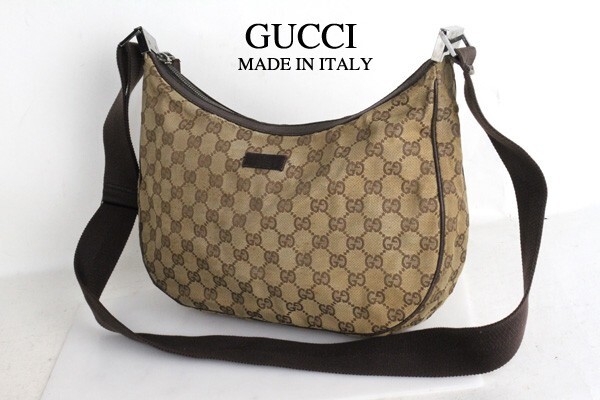 オールド イタリア製 GUCCI グッチ GG柄 ショルダーバッグ ヴィンテージ アメカジ 古着 中古 ビンテージ ITALY バック 斜め掛け 90's 90s