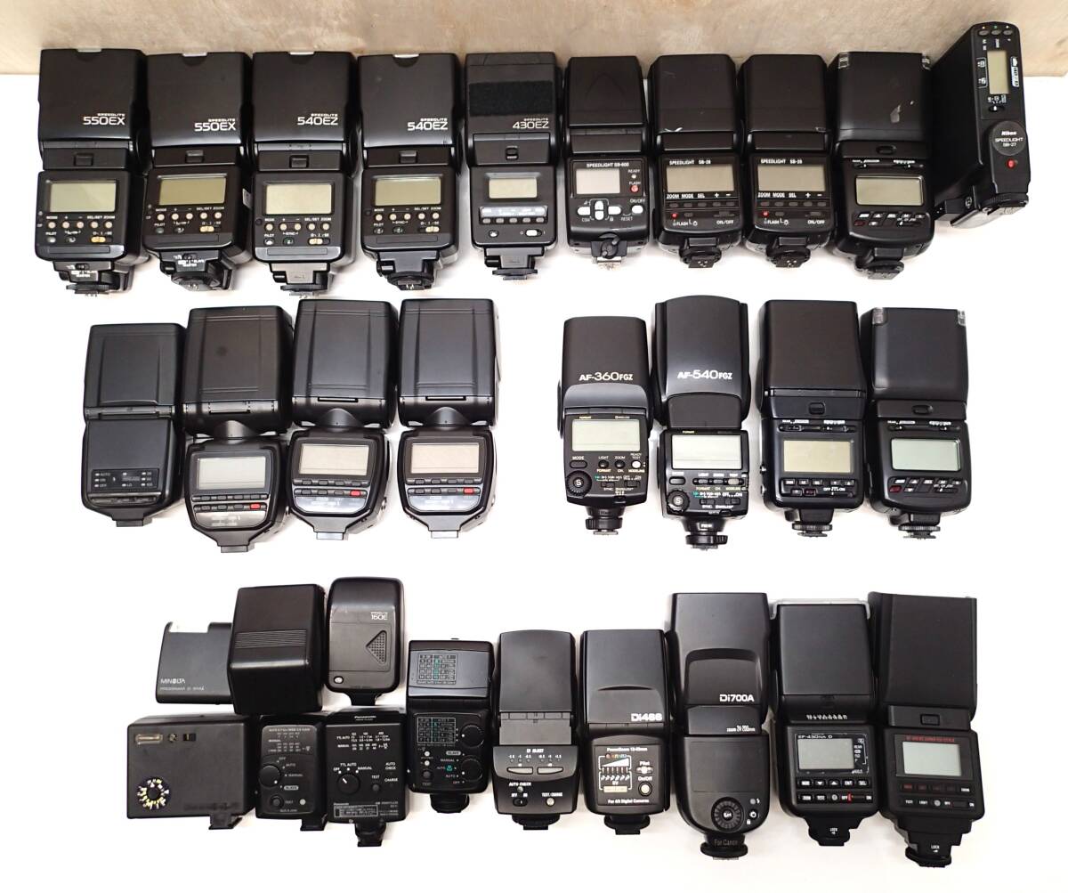 J676C ストロボ スピードライト 30個 キャノン ニコン ペンタックス Rollei 550EX SB-600 540FGZ FL220 Di700A 他 現状品 未検品 ジャンク
