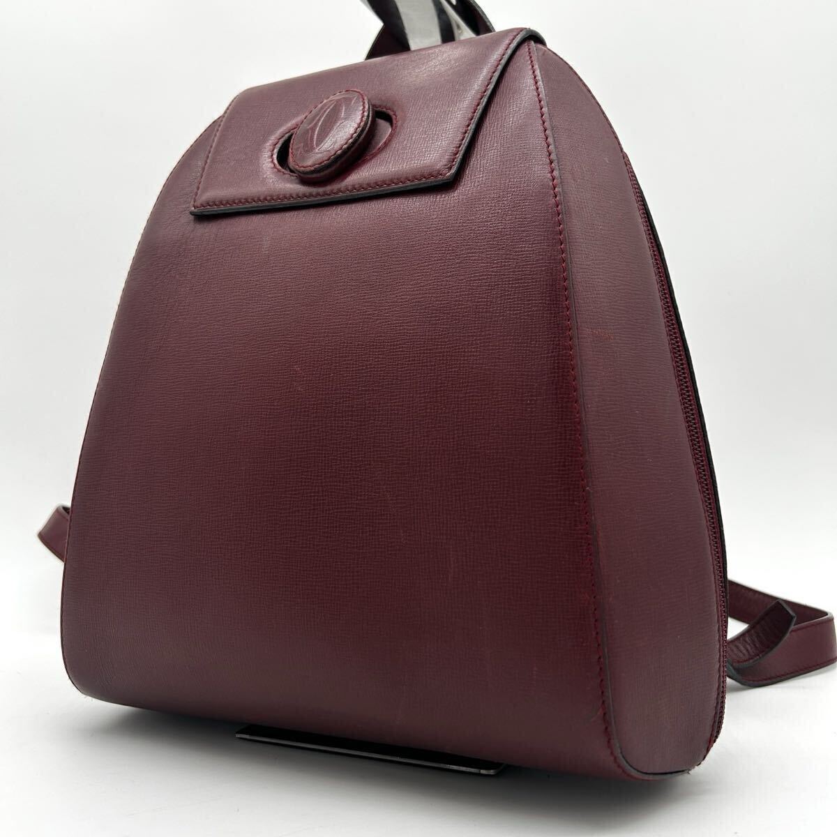 １円 ◆美品◆ Cartier カルティエ マストライン リュックサック バックパック ターンロック ゴールド金具 レザー ボルドー レディース