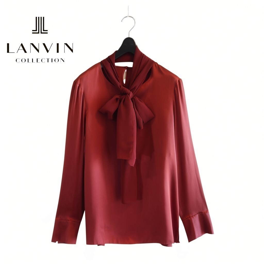 新品タグ付き★ランバン コレクションLANVIN★シルク100％ リボン付きブラウス size 40/М相当