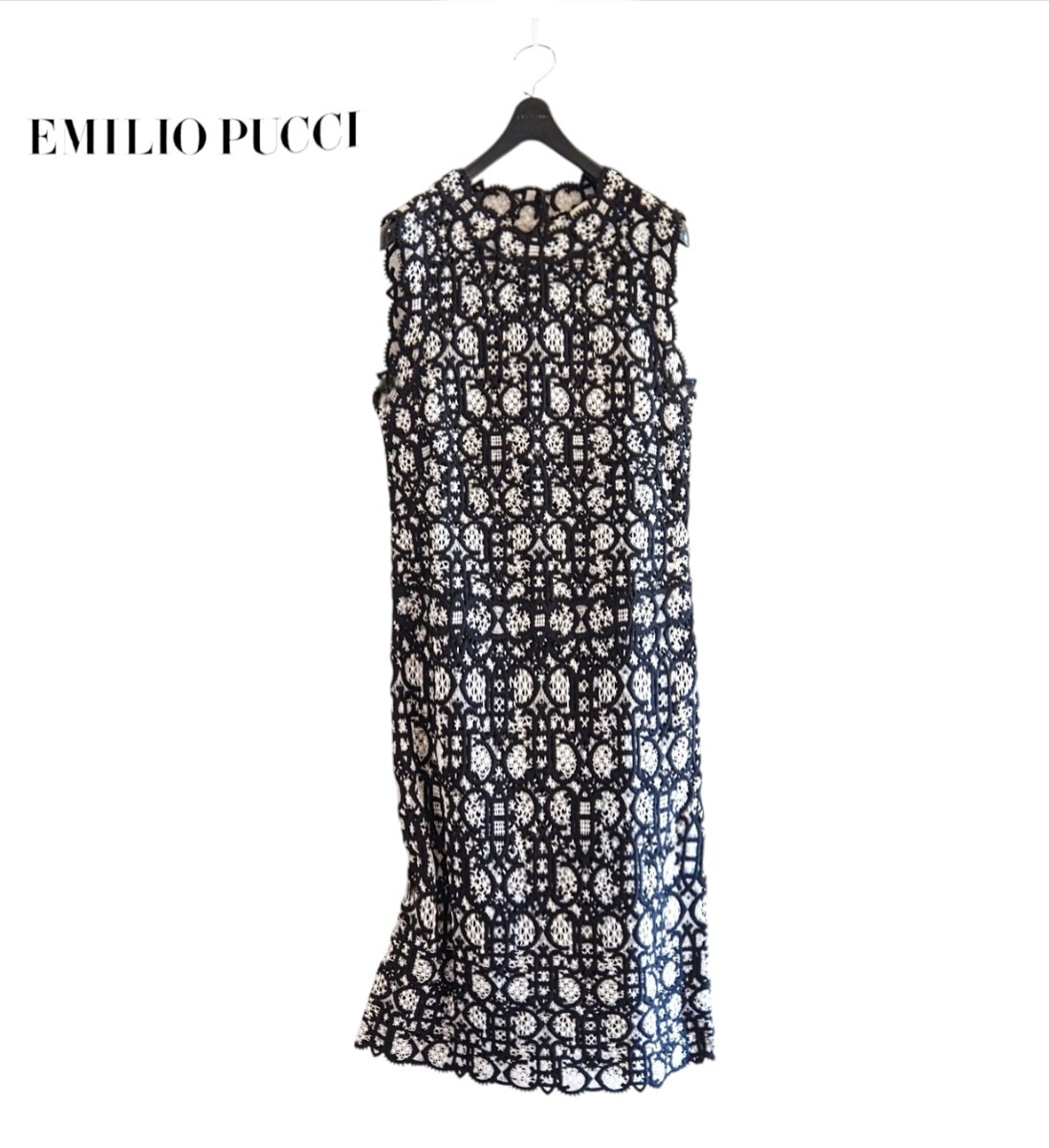 新品同様★エミリオプッチ EMILIO PUCCI★Italy製★エンブロイダリーロゴオリジナルレース ワンピース size38/S相当