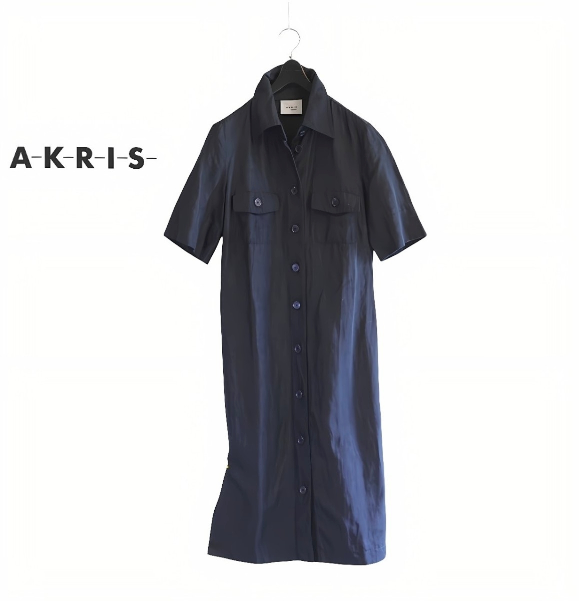 新品同様★アクリス AKURIS ★今季人気★リネンデニムライク　シャツワンピース size 38/М相当