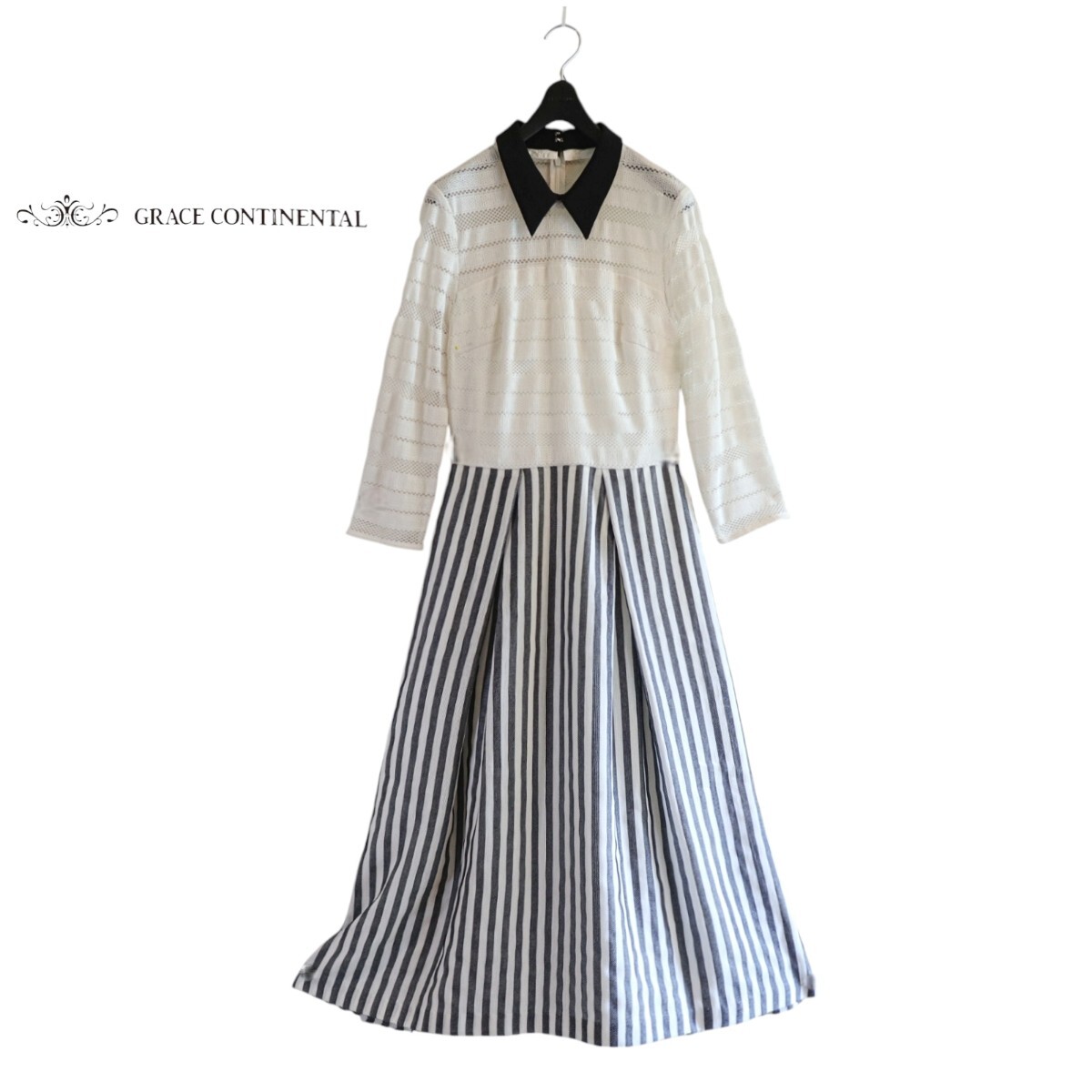 新品タグ付き★Diagram ダイアグラム グレースコンチネンタル★5万★レース×カラミ ロングワンピースsize 38/M相当★未使用品