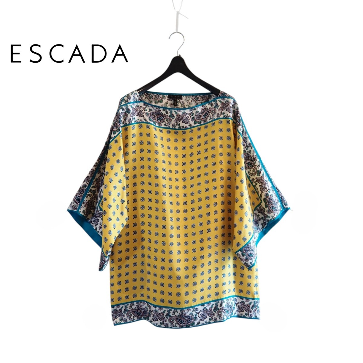 新品同様★エスカーダ ESCADA★シルク100％★綺麗色パターン オーバーサイズ ブラウス size36/L相当