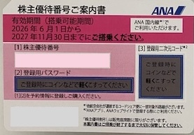 最新★全日空★ANA株主優待券 1枚★2027年11月30日まで