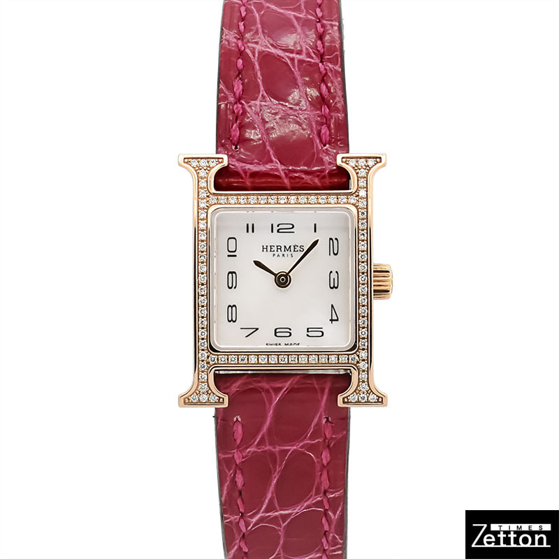 【国際保証書有り】エルメス HERMES Hウォッチ ミニ ベゼルダイヤ HH1.173 レディース USED 中古