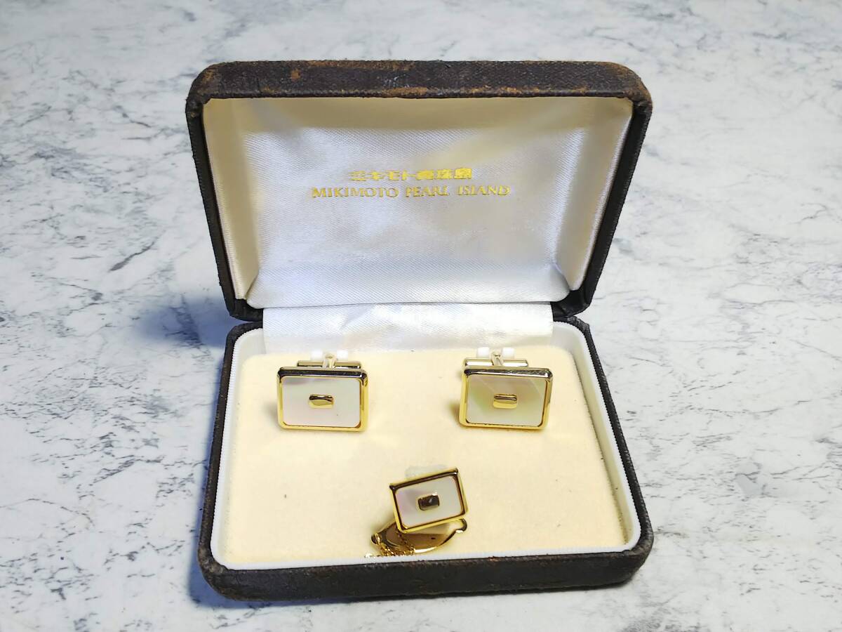 ●165 MIKIMOTO ミキモト パール カフス タイピン セット
