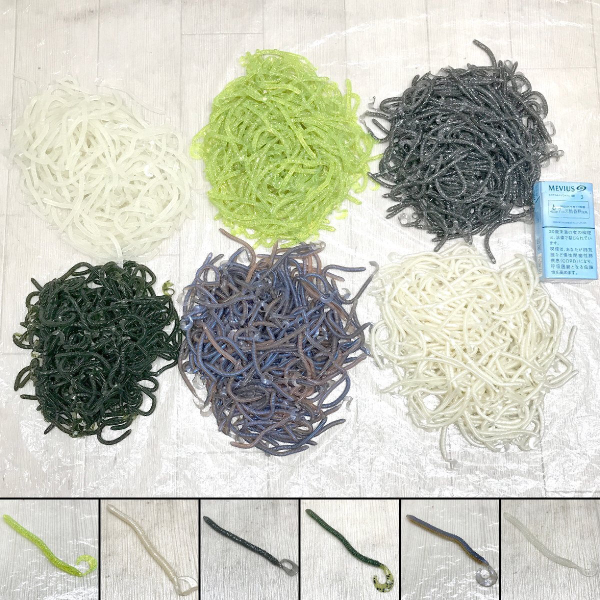 オ森j019 ★大量!約1500g 約1200本セット!★ OFT/オフト スリムミノーワーム 3 2/1インチ 6色セット■ストレートボディ★