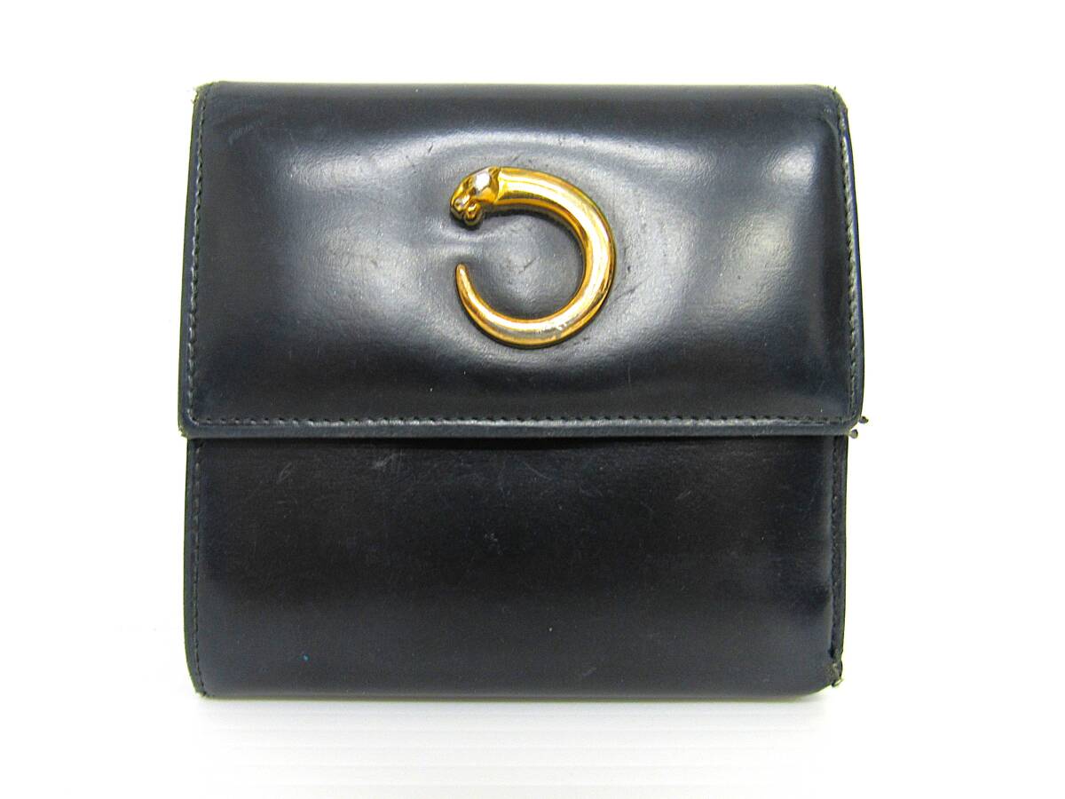 Cartier カルティエ パンテール レザー 三つ折り 財布 ウォレット 札入れ 小銭入れ カード入れ レディース メンズ ブラック系 HG260519