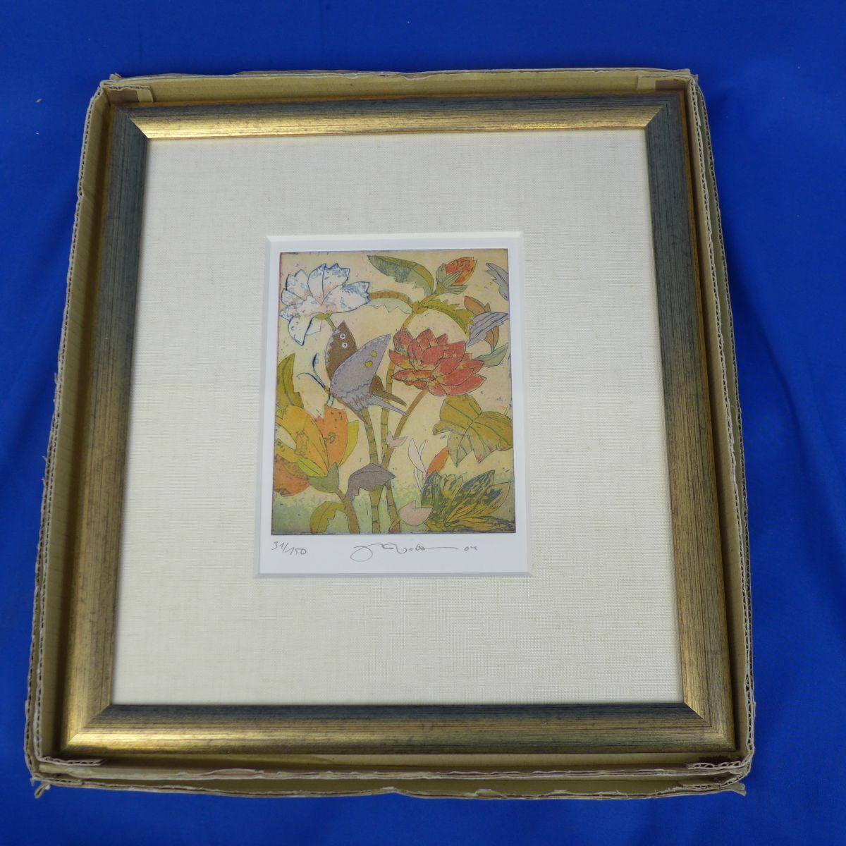 佐S4531●＜美術品＞【真作】額装品【ユッタ フォテラー(JUTTA VOTTELER) 直筆サイン入 31/150『IM BLUTENGEHEIMNIS』銅版画 HIBELL ART】