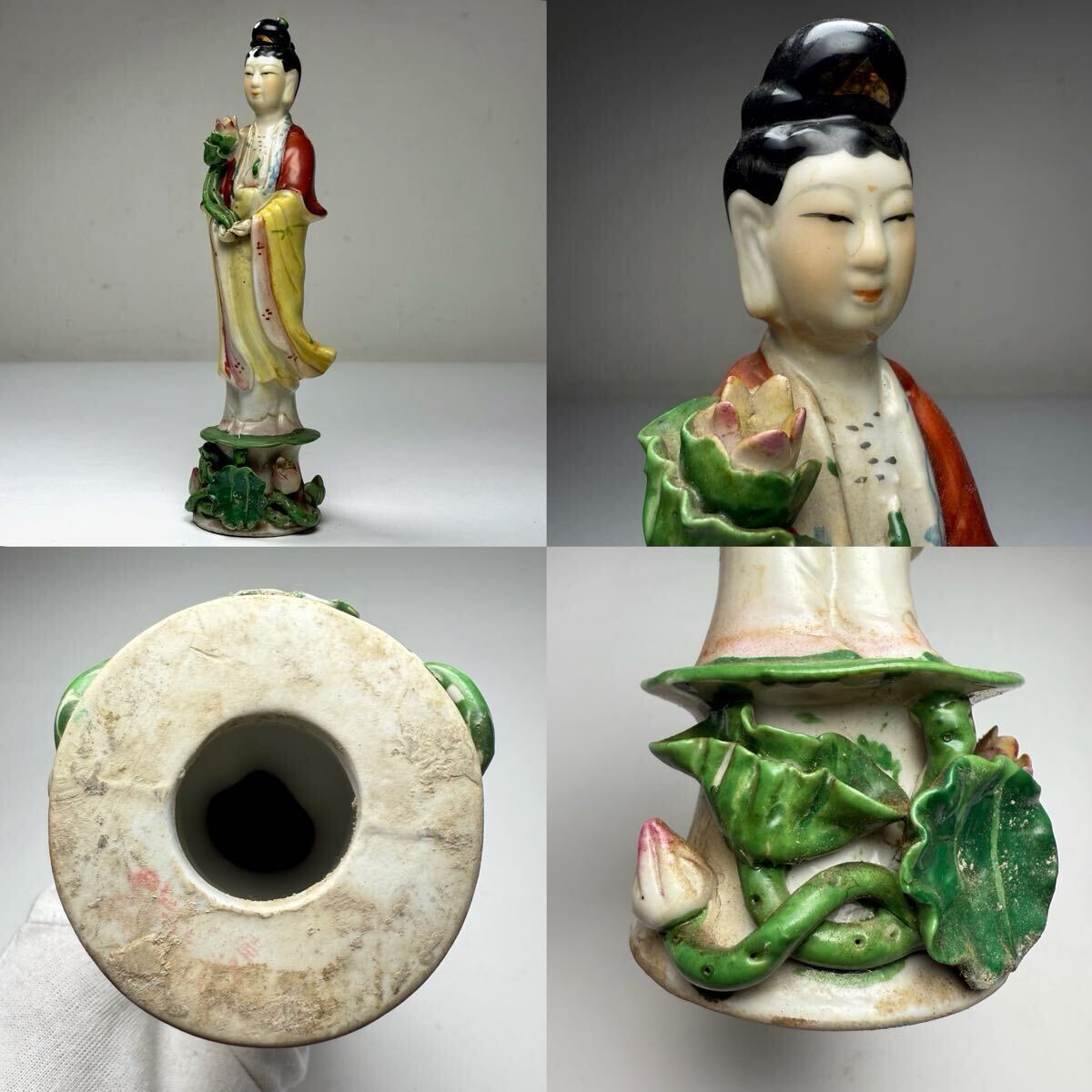 2605035-10-中国古美術 時代物 色彩 粉彩 人物 唐物 陶磁器 中国古玩 古董 傷あり