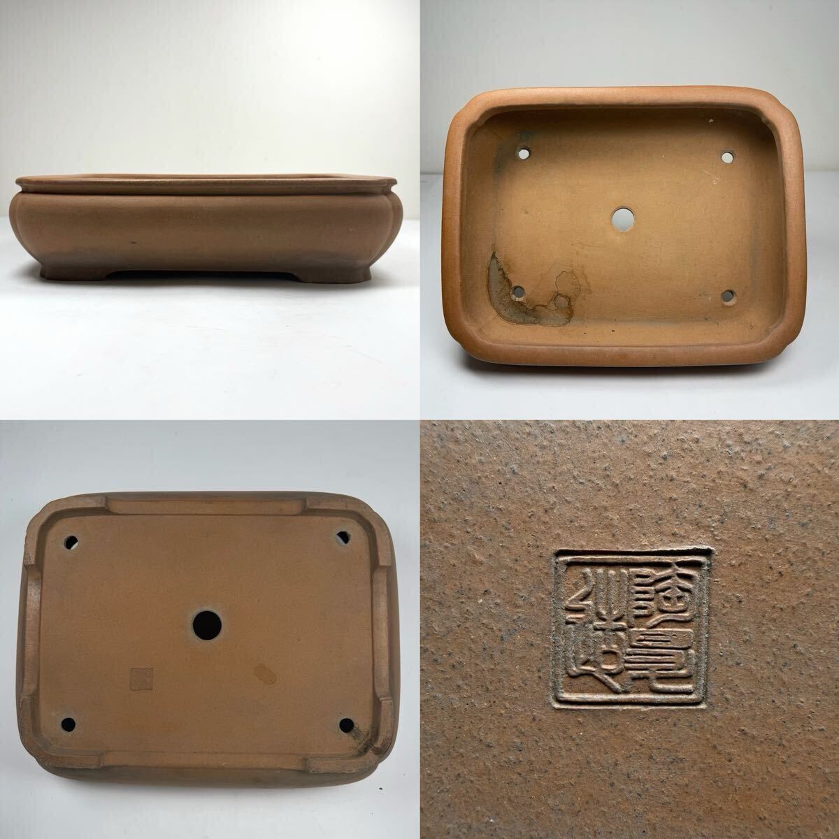 2605053-1-中国古美術 時代物 朱泥 盆栽 紫砂 植木鉢 盆栽鉢 在銘 唐物 陶磁器 中国古玩 古董