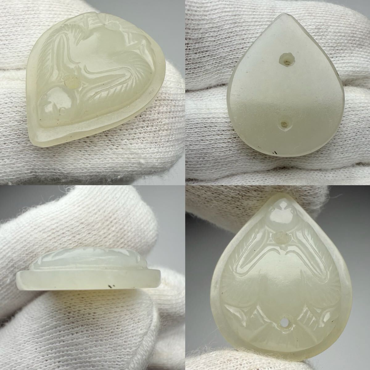 G-125-旧家整理品 中国古美術 時代物 玉彫 彫刻 石彫 玉雕 根付 鳥図 唐物 中国古玩 古董