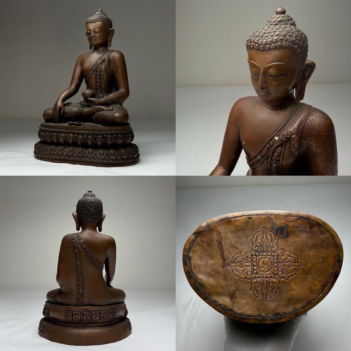 BY-2605083-中国古美術 時代物 銅製 古銅 仏像 釈迦像 仏教美術 唐物 中国古玩 古董