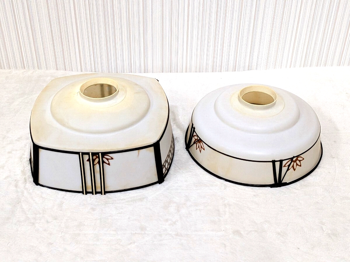 【希少】2個セット 昭和レトロ 電傘 プラスチックシェード 和風 20cm幅