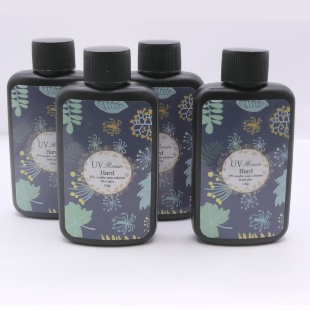 UVレジン液 100g 4個セット 無色透明 ハードタイプ クリア 黄変耐性/低粘度/高透明度 DIY 工作 小物 装飾品 製作